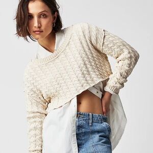 Free People Cream Cable Knit Sweater